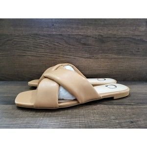 Journee Collection Women's Carlotta Slide Sandals Tan Leather 7.5 New